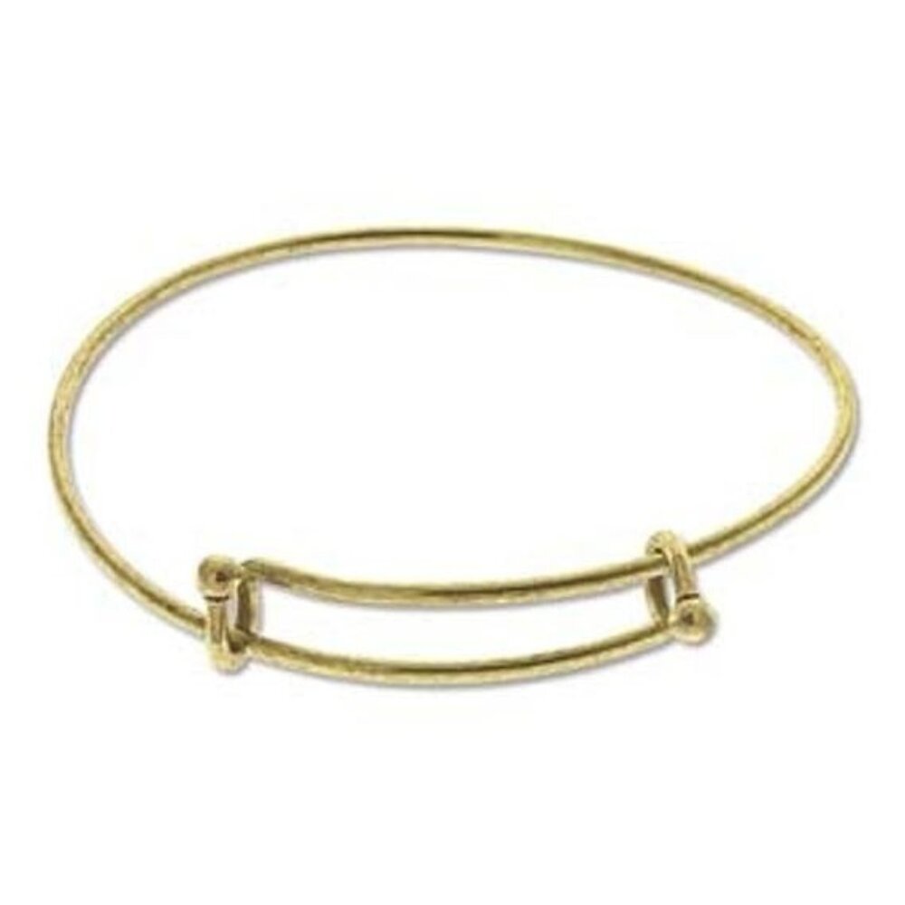 25 Adjustable EXPANDABLE Bangle Bracelet, Add a Charm, Antique Gold Plate BRAC60